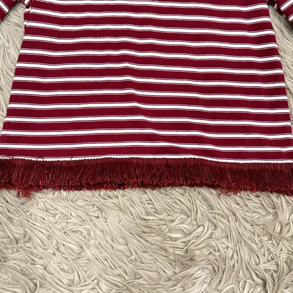 Kate Spade fringe striped blouse size medium